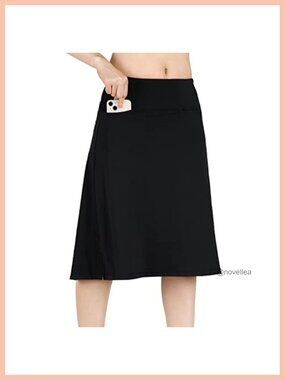 Womens Knee Length Skorts with Pockets High Waisted Athletic Midi Skirt